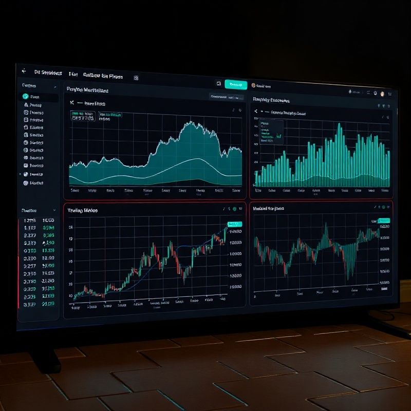 Dashboard de monitorización de trading en modo nocturno con acentos teal