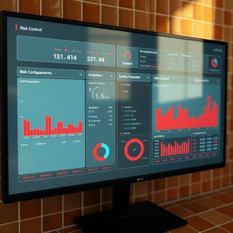 Panel de parámetros de control de riesgo con indicadores rojos y teal